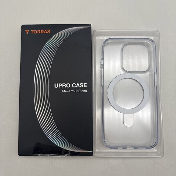 TORRAS Magnetic Kickstand for iPhone 15 Pro UPRO Case, Clear READ - Picture 2 of 10